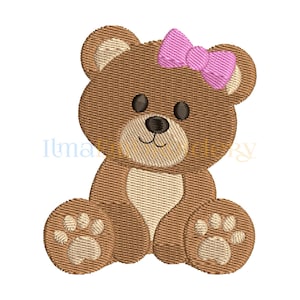Sitting Girl Teddy Bear Embroidery Design, Bear Embroidery Design, Animal Embroidery Design, 5 Sizes