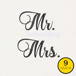 Mr and Mrs Stickmuster, Hochzeitspaar Stickmuster (Instant Download)