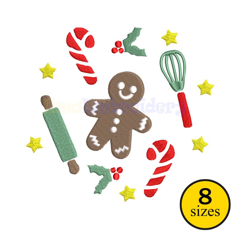 Gingerbread Man Christmas Embroidery Design: Festive Baking Pattern ...