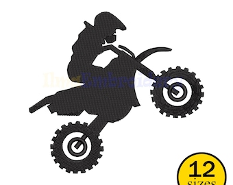 Biker Embroidery Design, Motorcycle Rider Machine Embroidery File, Digital Download, 12 Sizes