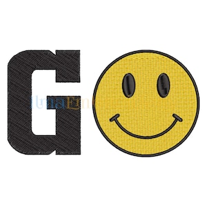 Go Smile Embroidery Design, Smiley Embroidery Design, Machine Embroidery Design, 4 Sizes