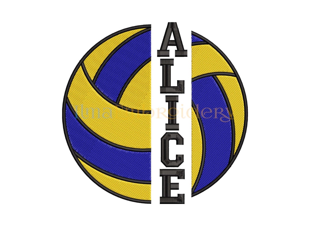 Split Nama Volleyball Embroidery Design Volleyball Embroidery Etsy