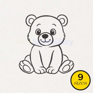 Bear Outline Embroidery Design, Minimal Line Art Pattern (Digital Download)