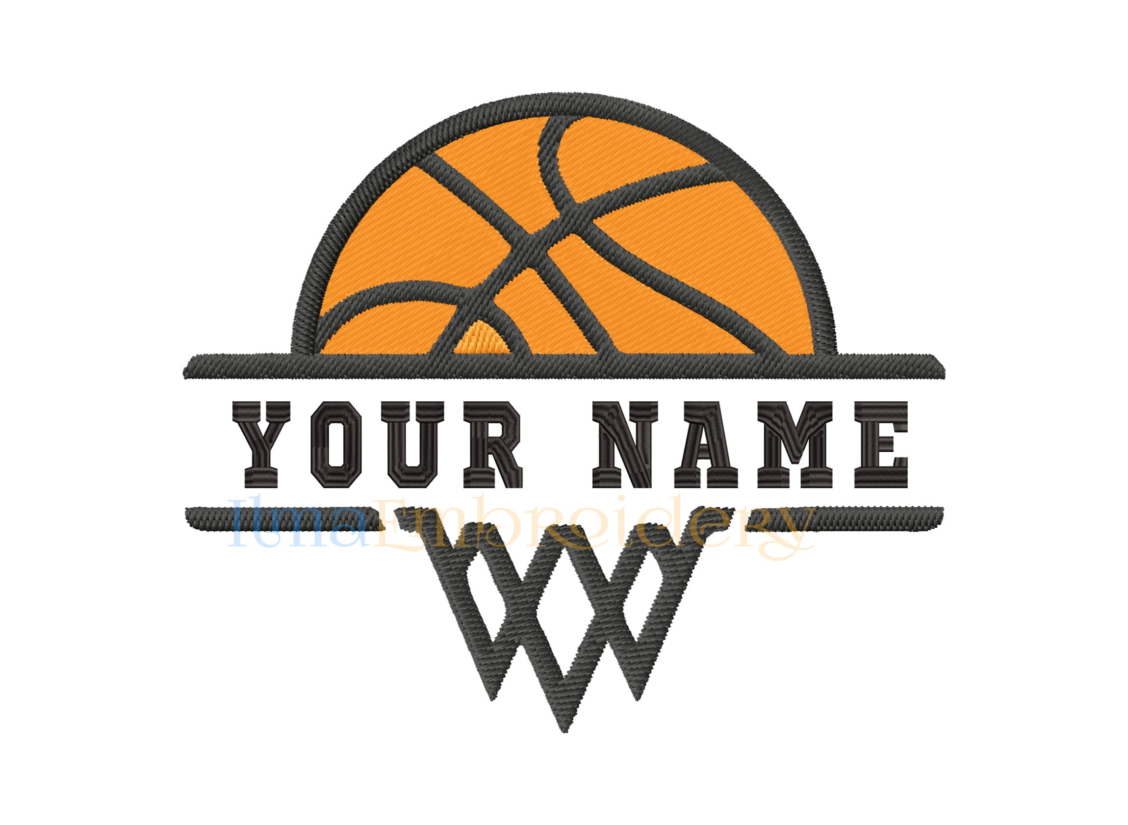 Split Name Basketball Embroidery Design Basketball Embroidery Etsy