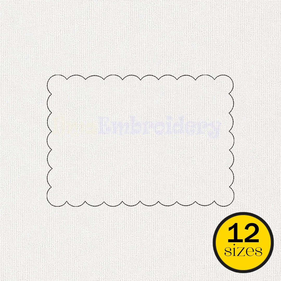 Scallop Rectangle Line Embroidery Design, Scalloped Frame Machine ...