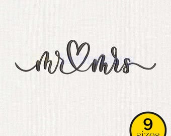 Mr and Mrs Embroidery Design, Wedding Couple Love Machine Embroidery Stitch File, Digital Download