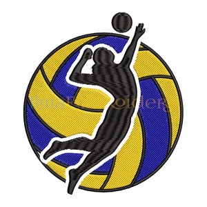 Volleyball Player Embroidery Design: Sport Machine File (4 Sizes)