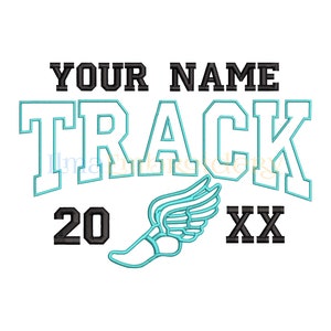 Split Name Track Embroidery Design, Machine Embroidery Designs, Sports Embroidery Designs, 4 Sizes