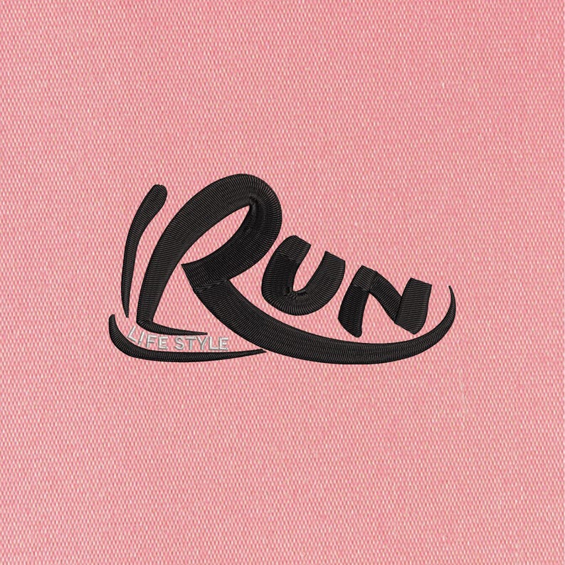 Running In Cursive Run Life Style Embroidery Design: Jogging Motivation Pattern (digital ...