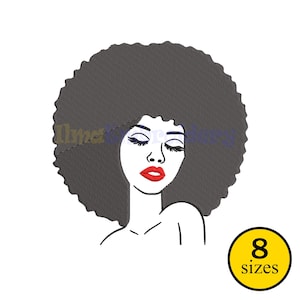 Women Afro Embroidery Design, African American Black Girl Silhouette, Afrocentric Machine Embroidery Pattern, instant download, 8 sizes