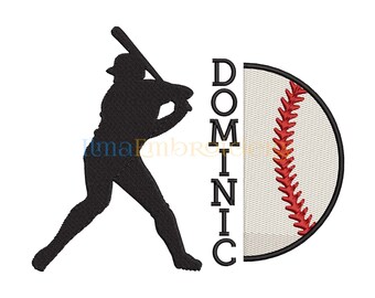 Split Name Baseball Embroidery Design, Personalized Sports Embroidery (Digital Download)