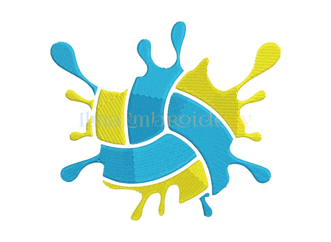 Splash Volleyball Embroidery Design, Volleyball Embroidery Design