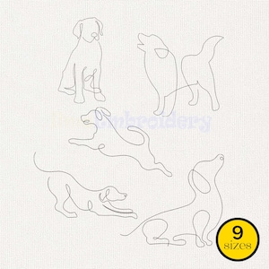 Dog Line Art Set Embroidery Design, Minimalist Dog Outline Bundle, Pet Silhouette Embroidery Files, Dog Lover Machine Embroidery Pattern
