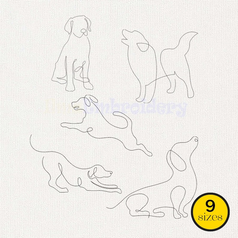 Dog Line Art Set Embroidery Design, Minimalist Dog Outline Bundle, Pet Silhouette Embroidery Files, Dog Lover Machine Embroidery Pattern
