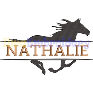 Horse Embroidery Design, Split Name Horse Embroidery Design, Horse Machine Embroidery Design, Animal Embroidery, Instant Download, 4 Size