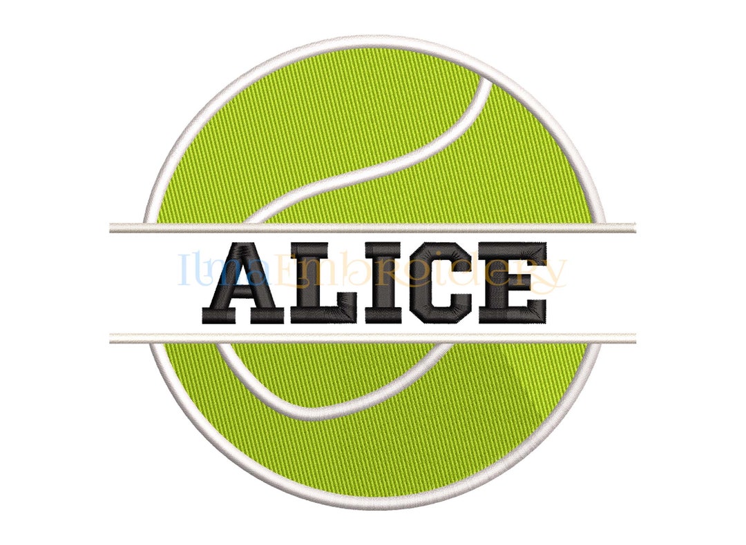 Split Name Tennis Ball Embroidery Design, Tennis Ball Embroidery Design