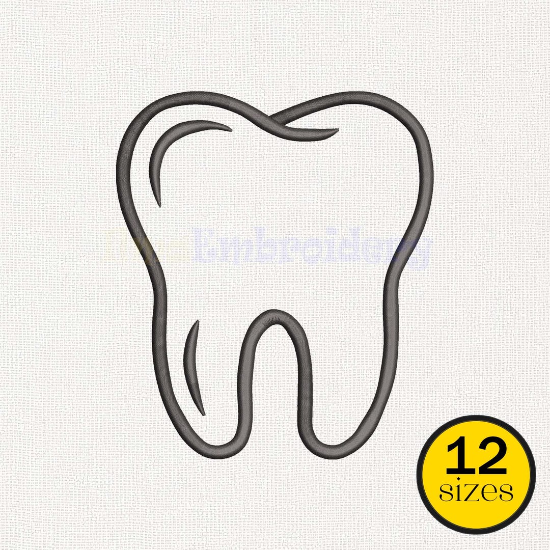 Tooth Applique Embroidery Design, Teeth Outline Dental Machine ...