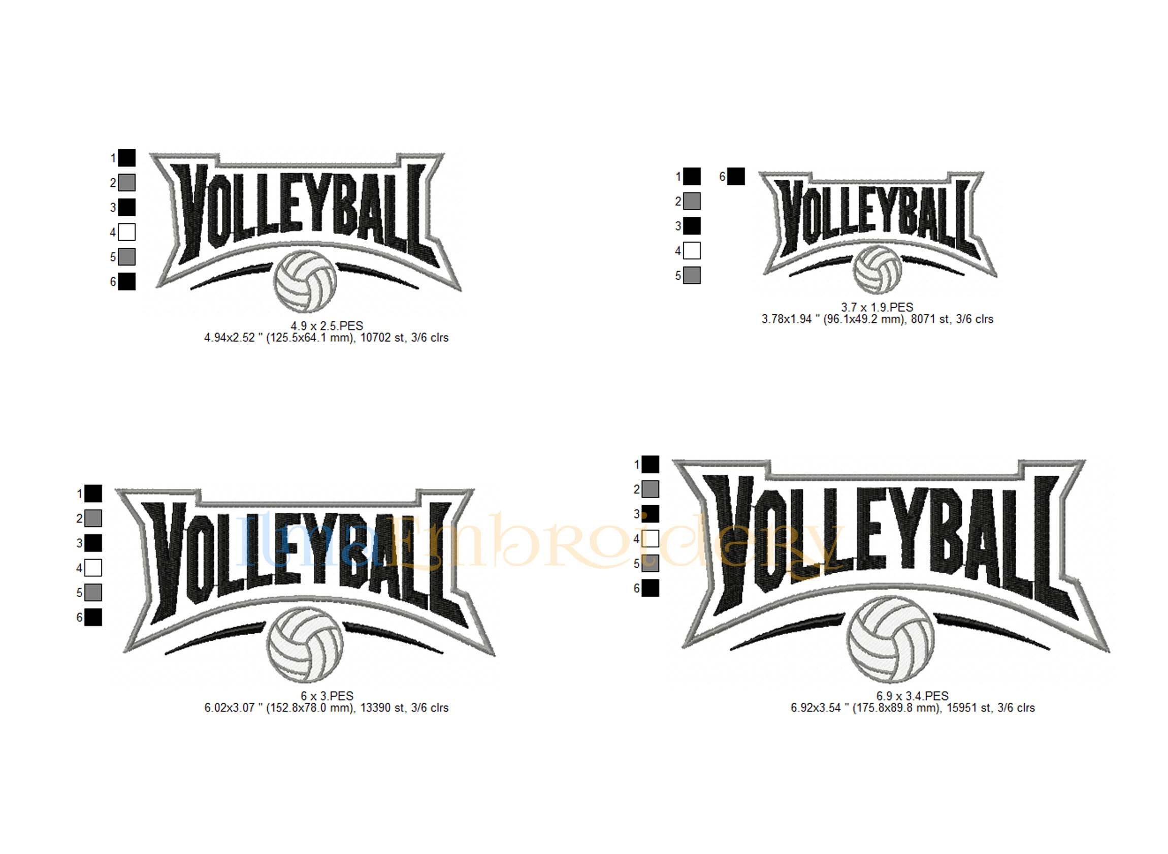 Split Name Volleyball Embroidery Design Volleyball Embroidery Etsy