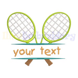 Tennis Rackets Split Text Embroidery Design | Sports PES DST Files | Racket & Ball Machine Pattern | Player Gift Idea | Instant Download