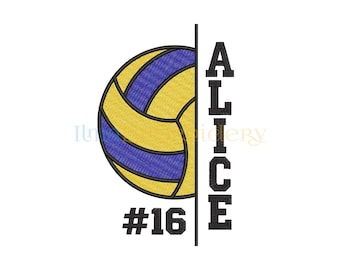 Split Name Volleyball Embroidery Design: Sport Embroidery (4 Sizes)