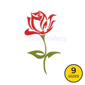 Rose Embroidery Design, Tiny Rose Machine Embroidery File, Small Floral Embroidery Pattern, Digital Flower Stitch Design, 9 sizes