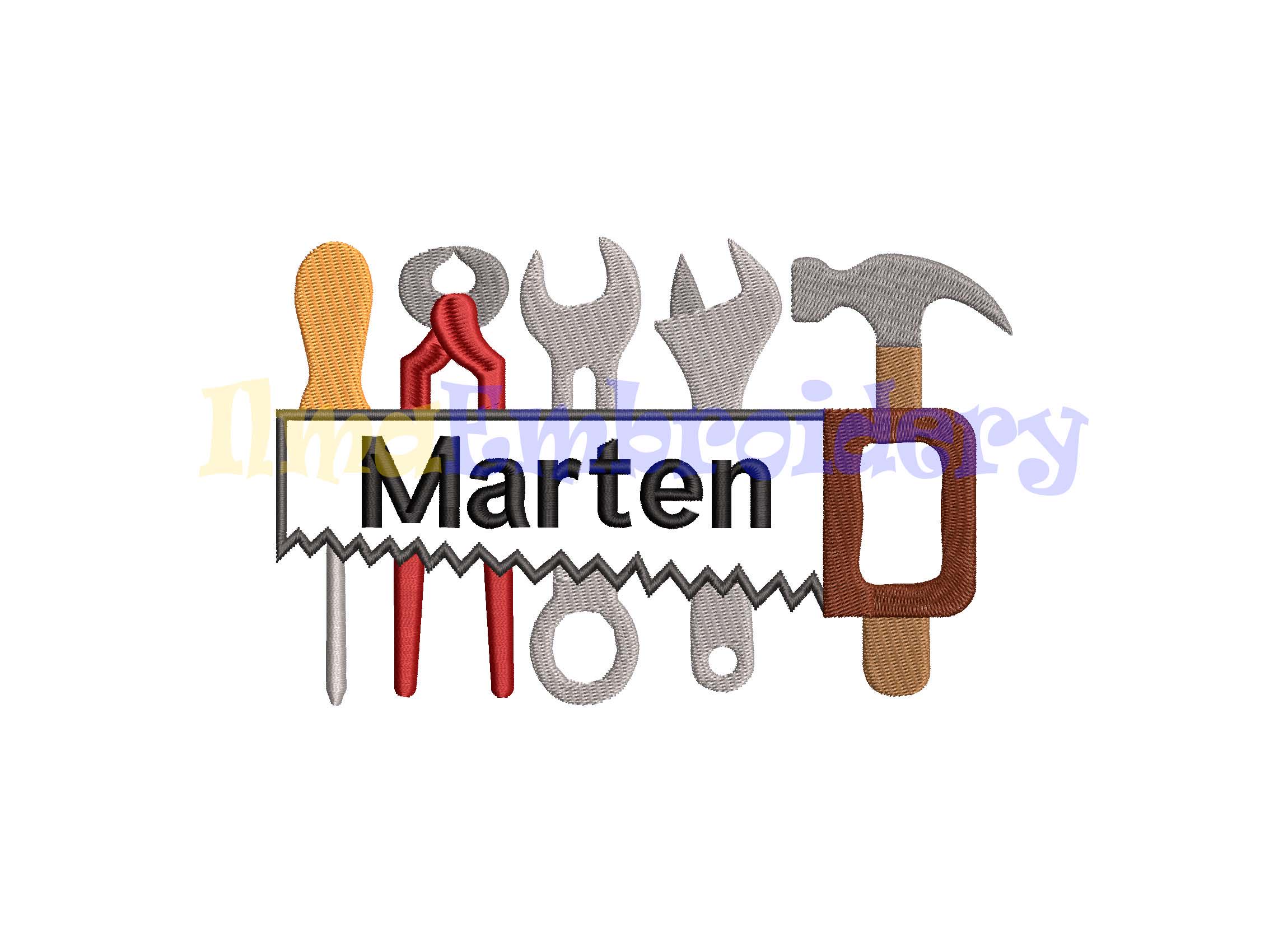 Handyman Tools Monogram Embroidery Design: Split Text Frame (4 Sizes ...