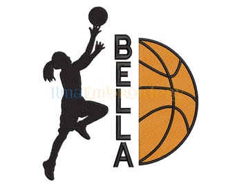 Split Name Basketball Embroidery Design, Basketball embroidery design, Sport Embroidery Design, ball embroidery design 305, 4 Sizes