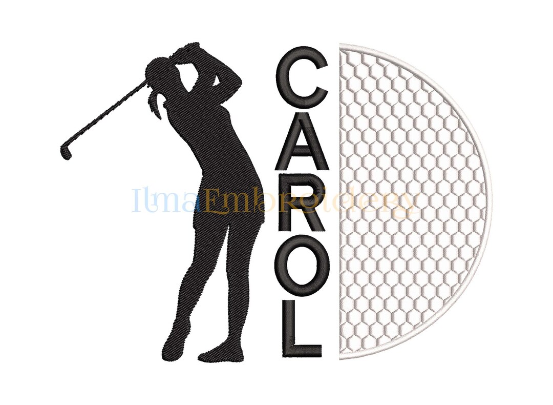Split Name Golf Girl Embroidery Design, Golf Embroidery Design, Sport