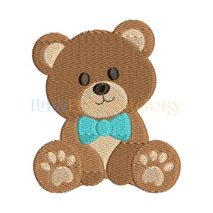 Desenho de bordado de urso de pelúcia para menino sentado, desenho de bordado de urso, desenho de bordado de animais, 5 tamanhos