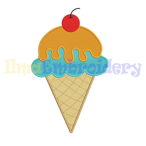 Cute Ice Cream Embroidery Design,  Ice Cream Embroidery Design, ice cream cone embroidery design, summer embroidery design, 4 Sizes