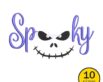 Spooky Ghost Face Embroidery Design: Halloween Applique (Instant Download, 10 Sizes