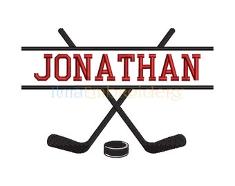 Split Name Hockey Embroidery Design, Hockey Embroidery Design, Sport Embroidery Design 208, 4 Sizes