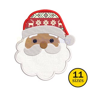 Santa Face Applique Embroidery Design: Christmas Holiday Pattern (Digital Download)