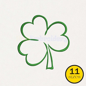 Shamrock Outline Embroidery Design, St Patrick’s Day Clover Embroidery File, Digital Download