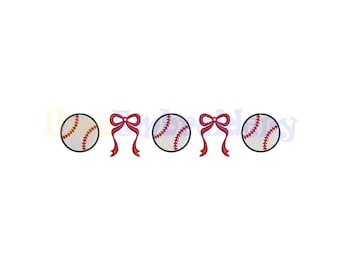 May include: Five white baseballs with red stitching, each with a red bow on top.