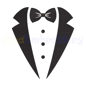 Tuxedo Embroidery Design | Formal PES DST Files | Suit & Bow Tie Machine Pattern | Wedding Groom Embroidery | Instant Download, 4 sizes