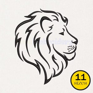 Mini Lion Head Embroidery Design, Animal Silhouette (Digital Download)