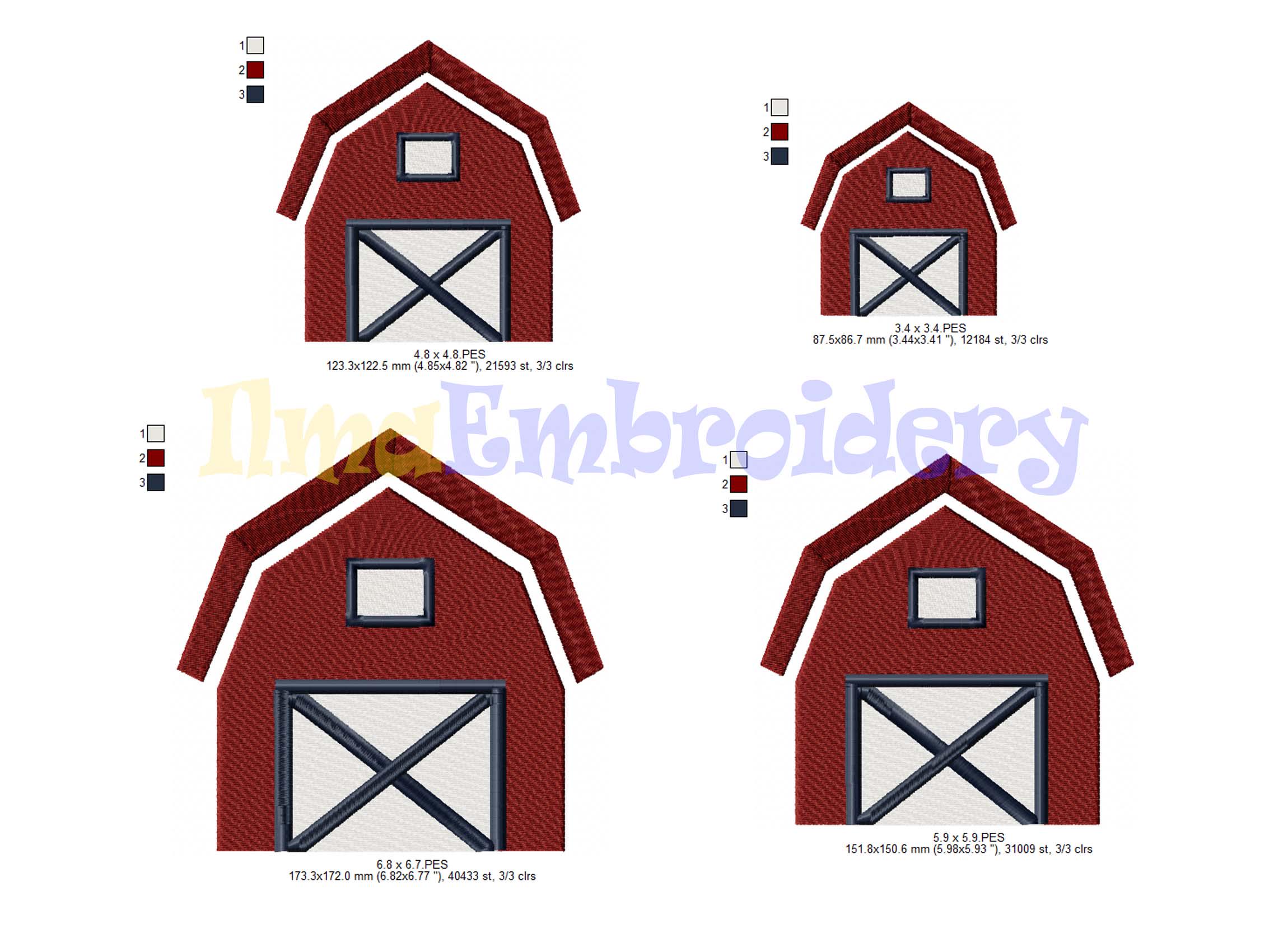 Barn Embroidery Design – Farmhouse Machine Stitch File for Rustic and ...
