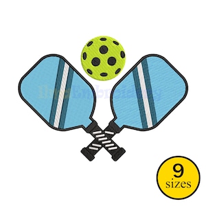 Pickleball Embroidery Design – Fun Paddle & Ball Machine Embroidery File, Instant Download, 9 sizes