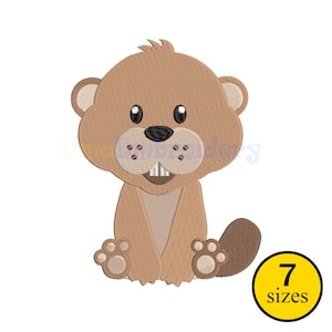 Baby Groundhog Embroidery Design, Woodland Animal Machine Embroidery, Cute Forest Critter Pattern, Instant Download, 7 Sizes