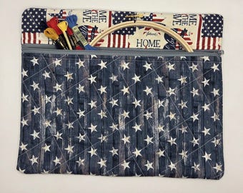 Quilted Cross Stitch Project Bag | 11" x 13" – Zippered Bag Organizer