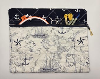 Bolsa acolchada para proyectos de punto de cruz / 28 x 33 cm - Organizador con cremallera