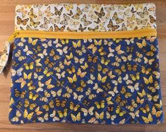 Quilted Cross Stitch Project Bag | 11" x13" - Wild Butterflies