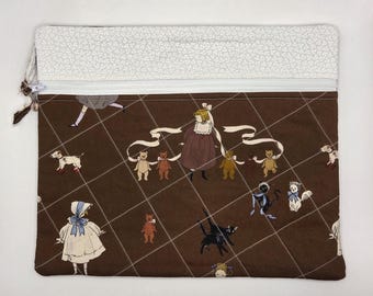 Quilted Cross Stitch Project Bag | 11" x13" - Zippered Bag Organizer