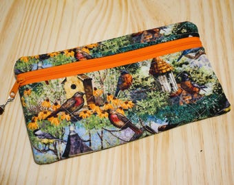 Handgefertigte Kreuzstich Reißverschluss Tasche - Gesteppte Stitcher Notions Tasche - 13x23 cm