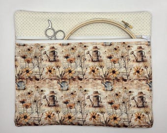 Quilted Cross Stitch Project Bag | 11" x 13" – Zippered Bag Organizer