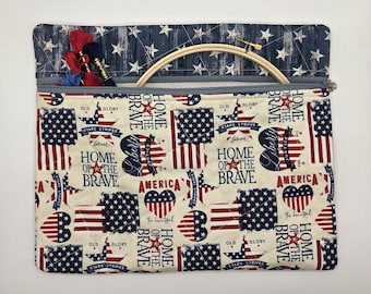 Quilted Cross Stitch Project Bag | 11" x 13" – Zippered Bag Organizer