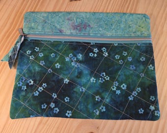 Kreuzstich Projekt gesteppte Tasche 13 ”x 11” Teal Vergissmeinnicht