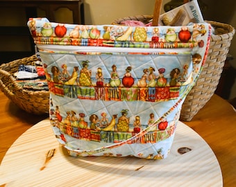 Quilted Cross Stitch Project Bag – Knitting/Crochet Zippered Organizer (14 1/2"x17” - 6”x10 1/2")