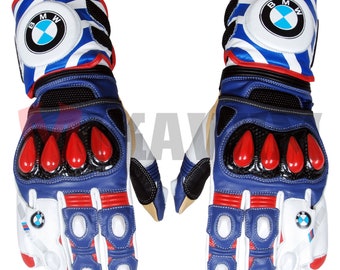 BMW Motorrad Motorbike Racing Leather Gloves For Men & Women All Sizes Available